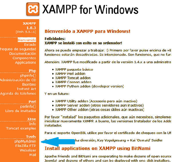 Pantalla Arranque de XAMPP