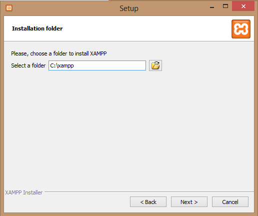 Directorio instalación XAMPP