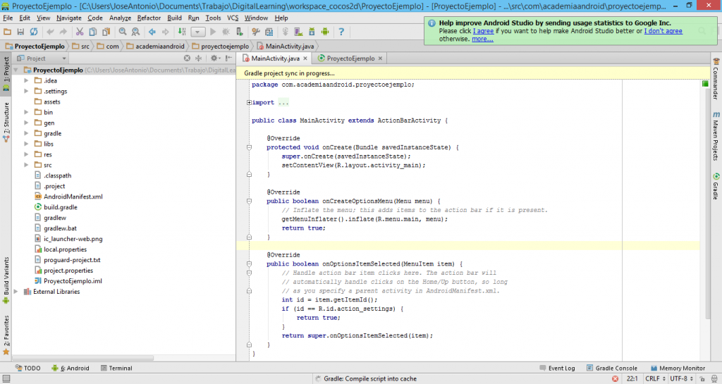 Proyecto Eclipse en Android Studio