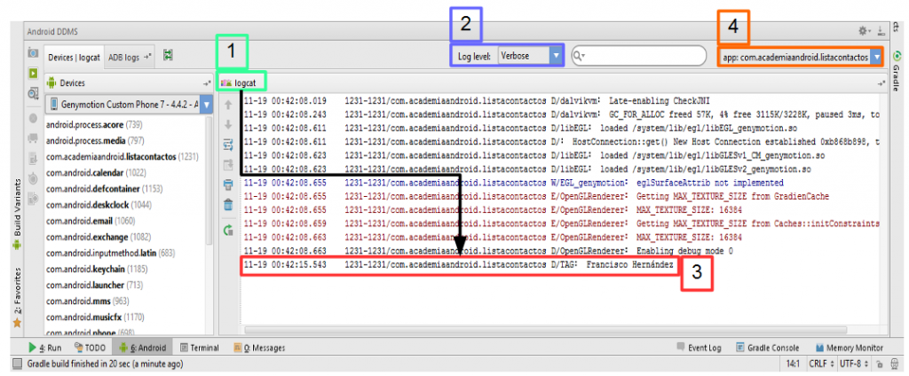 Logcat en Android Studio