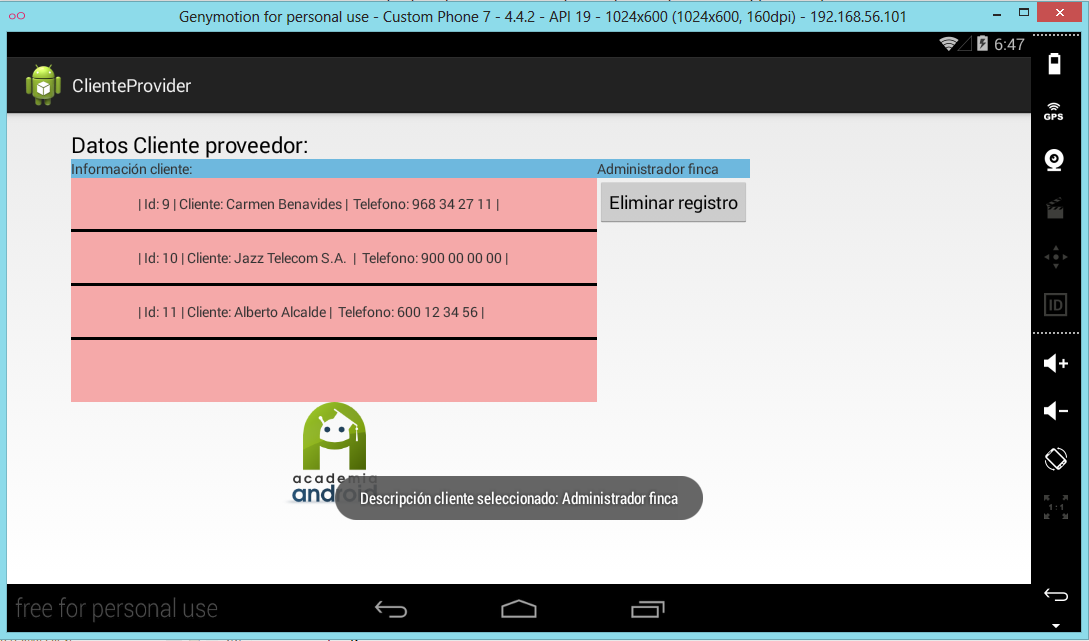 Proyecto Content Provider Personalizado (II)