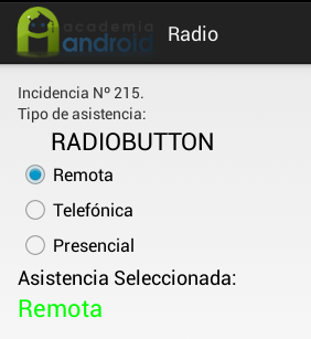 Ejemplo Con RadioButtom En Nuestra Aplicación Android