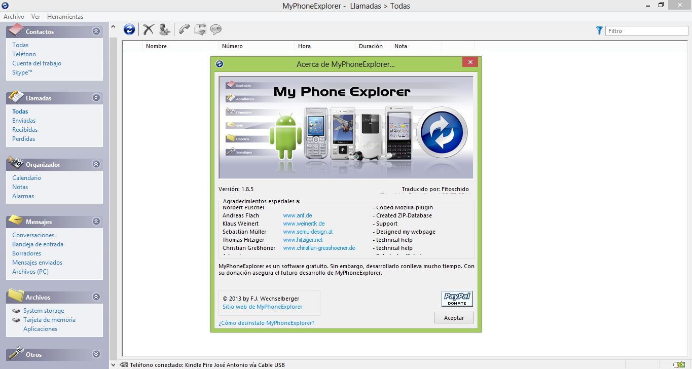 Interfaz MyPhoneExplorer