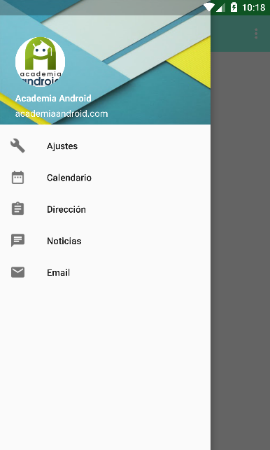 Pantalla 2 de la App Android (Navigation Drawer)