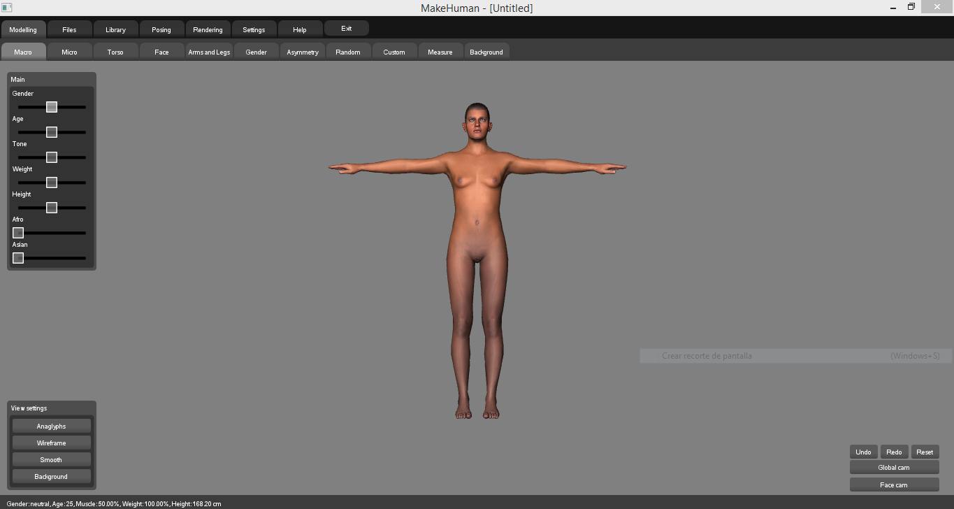 Modelo 3D en software Make Human
